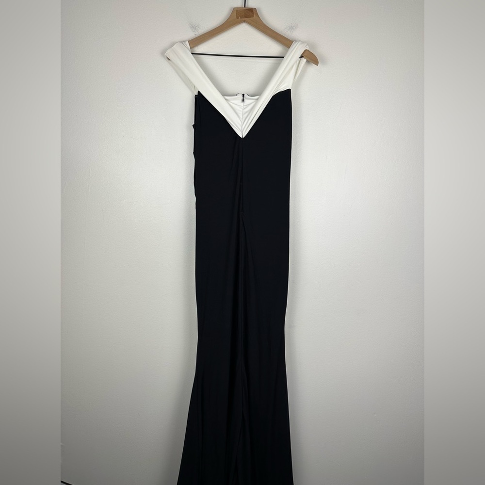 Club L On Bloom Black & White Bardot Maternity Maxi Dress Flower Wedding‎ Sz 8 - Picture 8 of 8